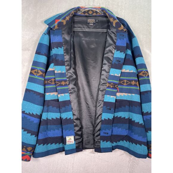 Pendleton Jacket Mens XXXL 3X Shacket Shirt Lahaina Wave Pattern Hawaiian Surf - Picture 11 of 16